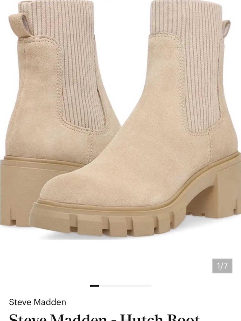 Steve Madden Hutch Lug Chelsea Boots in Beige